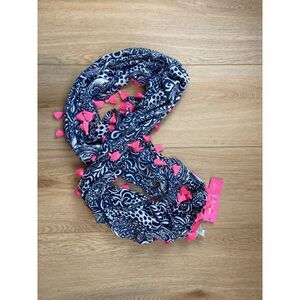 Lilly Pulitzer Navy & Pink Tassel Scarf wrap